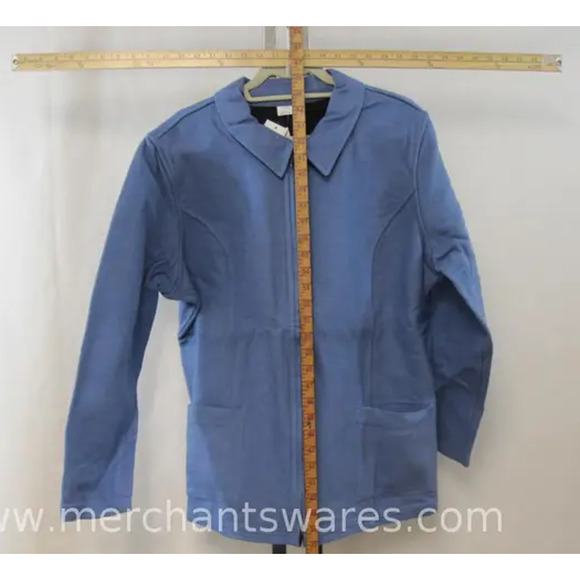 NWT-Denim & Co REVERSIBLE Double Face Flannel Zipfront Jacket XL Dark Chambray - Picture 5 of 6